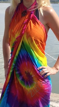 szivárványos, színes, élénk, sarong, kendő, sál, nyár, strand, trend, női, divat, indonézia