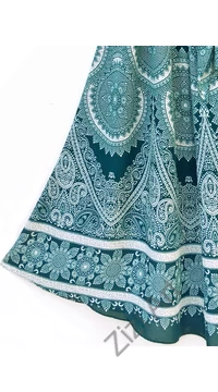 hosszú, vintage, szoknya, ruha, zöld, fehér, megkötős, viszkóz,  A-vonalú, szellős, alkalmi, könnyű,  női, divat, trend