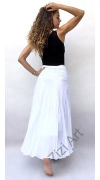 fehér, hosszú, pamut, szoknya, ruha, A-vonalú, szellős, alkalmi, könnyű, különleges, női, divat, trend, webshop