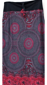 hosszú, A-vonalú, pamut, szoknya, színes, mandala, mintás, piros, bordó, fekete, szürke, türkiz, kék, zöld, női, divat, trend, extravagáns, egyedi, bohém