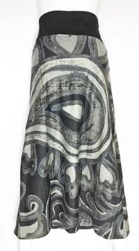 színes, etno, mandala, mintás, hosszú, A-vonalú, pamut, szoknya, női, divat, trend, extravagáns, egyedi, bohém, piros, fekete, szürke, türkiz, kék, zöld, barna, fehér, bordó, mályva, bronz, lila, narancs