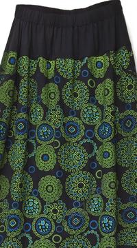 A-vonalú, pamut, hosszú, szoknya, zsebes, mandala, mintás, női, divat, extravagáns, egyedi, bohém, fekete, kiwi, zöld, kék