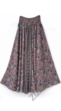 bőszárú, viszkóz, nadrág, szoknya, barna, bronz, azúr, színes, levél, virág, mintás, lezser, szellős, női, divat, trend, bohém, extravagáns