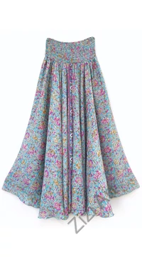 bőszárú, viszkóz, nadrág, szoknya, kék, pink, okker, színes, levél, mintás, lezser, szellős, női, divat, trend, bohém, extravagáns