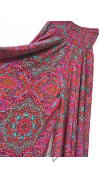 bőszárú, viszkóz, műselyem, nadrág, szoknya, pink, piros, almazöld, indiai, mintás, lezser, szellős, női, divat, trend, bohém, extravagáns