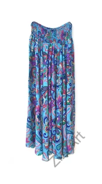 bőszárú, viszkóz, műselyem, nadrág, szoknya, kék, lila, piros, zöld, virág, levél, mintás, lezser, szellős, női, divat, trend, bohém, extravagáns
