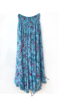 bőszárú, viszkóz, nadrág, szoknya, pasztell, kék, pink, zöld, színes, levél, mintás, lezser, szellős, női, divat, trend, bohém, extravagáns