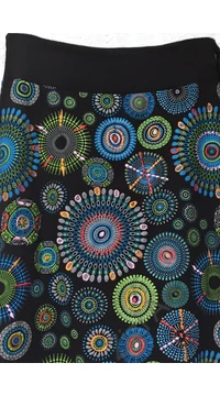 női, pamut, térdszoknya, kék, fekete, mályva, narancs, pink, mandala, virág, mintás, trend, divat, egyedi, bohém, extravagáns, egzotikus 