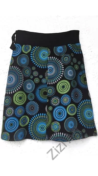 női, pamut, térdszoknya, kék, fekete, mályva, narancs, pink, mandala, virág, mintás, trend, divat, egyedi, bohém, extravagáns, egzotikus 