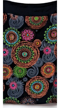 női, pamut, térdszoknya, kék, fekete, mályva, narancs, pink, mandala, virág, mintás, trend, divat, egyedi, bohém, extravagáns, egzotikus 