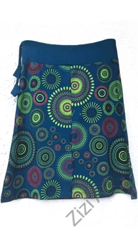 női, pamut, térdszoknya, kék, fekete, mályva, narancs, pink, mandala, virág, mintás, trend, divat, egyedi, bohém, extravagáns, egzotikus 