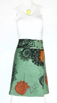 női, térd, kétoldalas, szoknya, vastag, pamut, színes, fekete, piros, kék, zöld, piros, szürke, narancs, sárga, lila, virágos, mandala, női, divat, egyedi, bohém, extravagáns, egzotikus, trend, Nepál