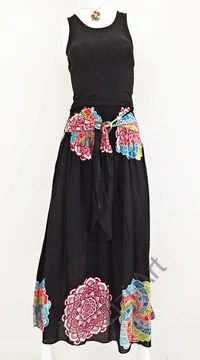 fekete, hosszú, viszkóz, mandala, színes, mintás, szoknya, A-vonalú, szellős, alkalmi, könnyű, különleges, női, divat, trend, webshop