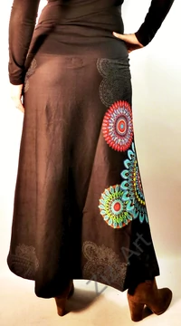 mandala, pamut, fekete, hosszú, szoknya, női divat, trend, egzotikus, egyedi, különleges, elegáns, hosszú