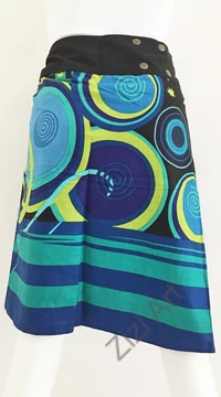 női, térd, szoknya, fekete, szürke, azúr, pink, piros, kék, türkiz, zöld, színes, virágos, csipke, mandala, kétoldalas, női, szoknya, trend, divat, egyedi, bohém, extravagáns, egzotikus, pamut, vászon, Nepál