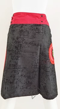 női, térd, szoknya, fekete, szürke, azúr, pink, piros, kék, türkiz, zöld, színes, virágos, csipke, mandala, kétoldalas, női, szoknya, trend, divat, egyedi, bohém, extravagáns, egzotikus, pamut, vászon, Nepál