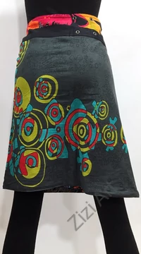 női, térd, kétoldalas, szoknya, vastag, pamut, színes, fekete, piros, kék, zöld, virágos, mandala, női, divat, egyedi, bohém, extravagáns, egzotikus, trend, Nepál