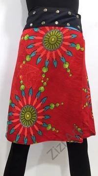 női, térd, kétoldalas, szoknya, vastag, pamut, színes, fekete, piros, kék, zöld, barna, narancs, virágos, mandala, női, divat, egyedi, bohém, extravagáns, egzotikus, trend, Nepál