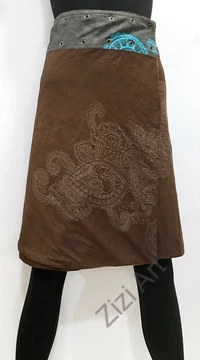 női, térd, kétoldalas, szoknya, vastag, pamut, színes, fekete, piros, kék, zöld, virágos, mandala, női, divat, egyedi, bohém, extravagáns, egzotikus, trend, Nepál