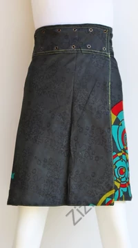 női, térd, kétoldalas, szoknya, vastag, pamut, színes, fekete, piros, kék, zöld, piros, szürke, narancs, sárga, lila, virágos, mandala, női, divat, egyedi, bohém, extravagáns, egzotikus, trend, Nepál