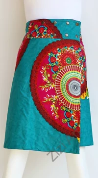 női, térd, kétoldalas, szoknya, vastag, pamut, színes, fekete, piros, kék, zöld, piros, szürke, narancs, sárga, lila, virágos, mandala, női, divat, egyedi, bohém, extravagáns, egzotikus, trend, Nepál