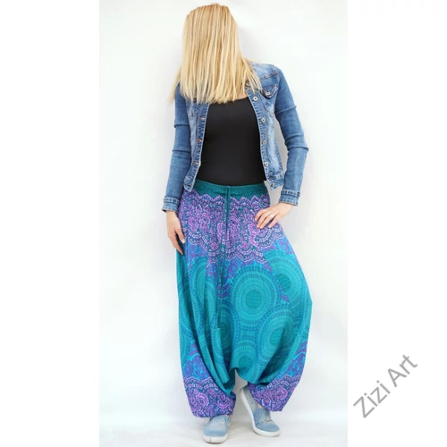 női, divat, nadrág, lila, türkiz zöld, kék, trend, kényelmes, bő, szellős, viszkóz, egyedi, extravagáns, különleges, bohém, Thaiföld
