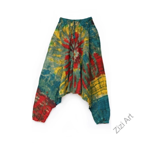aladdin, pamut, nadrág, zsebes, bő szárú, batikolt, mintás, kényelmes, kék, zöld, piros, barna, sárga, fekete, fehér, bohém, goa, női, divat, trend, Nepál