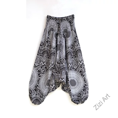 női, divat, nadrág, fekete, fehér, kék, pink, rózsaszín, lila, mandala, mintás, bordűr, trend, kényelmes, bő, szellős, viszkóz, egyedi, extravagáns, különleges, bohém, Thaiföld