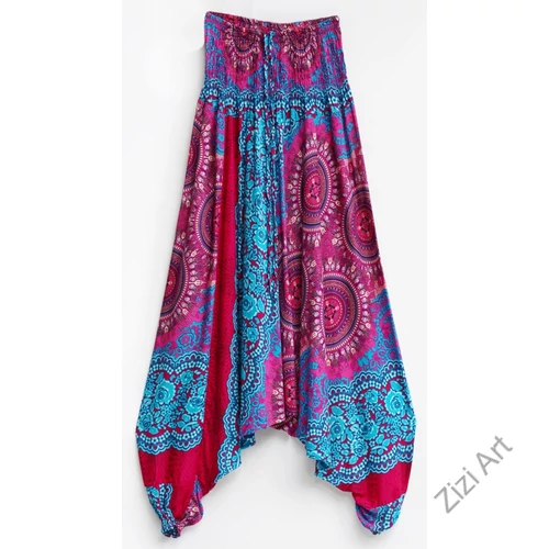 női, divat, nadrág, kék, pink, mandala, virág, mintás, kényelmes, bő, szellős, viszkóz, egyedi, extravagáns, különleges, bohém, trend, Thaiföld