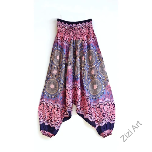 női, divat, nadrág, fekete, fehér, kék, pink, rózsaszín, lila, mandala, mintás, bordűr, trend, kényelmes, bő, szellős, viszkóz, egyedi, extravagáns, különleges, bohém, Thaiföld