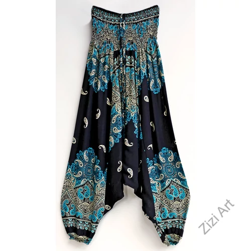 női, divat, nadrág, fekete, bézs, krém, kék, égkék, mandala, mintás, bordűr, trend, kényelmes, bő, szellős, viszkóz, egyedi, extravagáns, egzotikus, bohém, Thaiföld