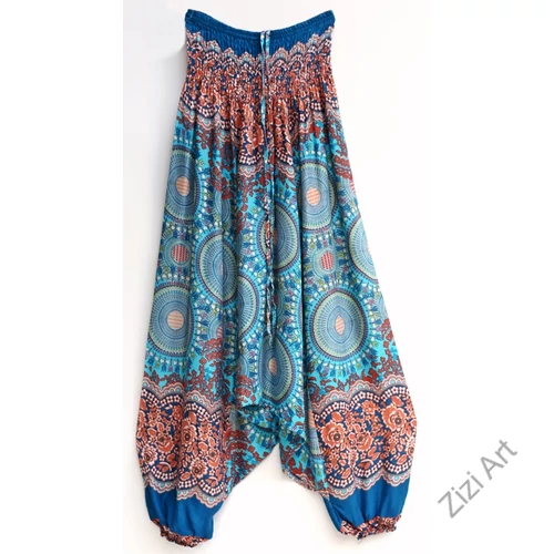 női, divat, nadrág, fekete, fehér, kék, pink, rózsaszín, lila, mandala, mintás, bordűr, trend, kényelmes, bő, szellős, viszkóz, egyedi, extravagáns, különleges, bohém, Thaiföld