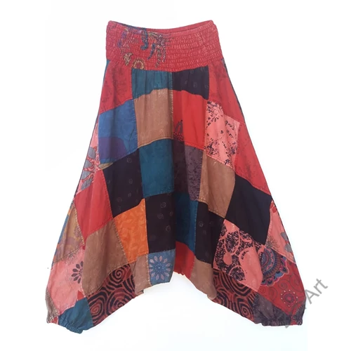 női, aladdin, nadrág, bő, patchwork, mintás, színes, piros, fekete, lila, narancs, barna, kék, zöld, sárga, divat, ruházat, trend, Nepál