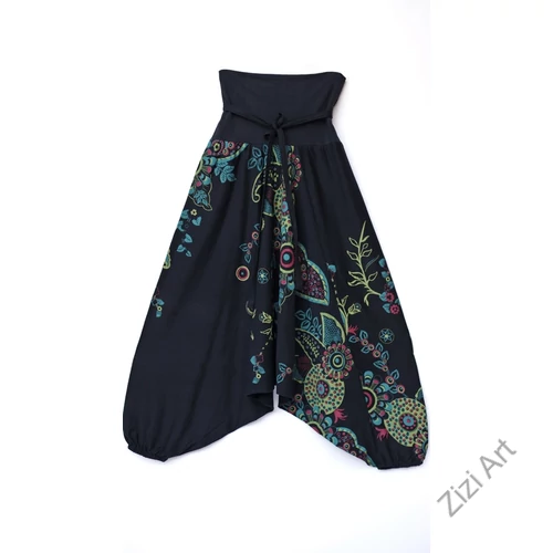 pamut, aladdin, nadrág, virág, mintás, kék, türkiz, zöld, fekete, színes, pamut, bő, lezser, Nepál, női, divat, trend, egyedi, extravagáns, bohém