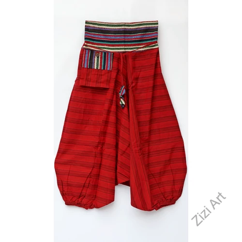 zsebes, bő, pamut, csíkos, aladdin, nadrág, piros, női, bohém, egyedi, extravagáns, divat, trend, ősz, nyár, tél