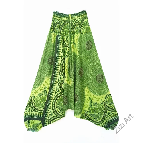 aladdin, nadrág, lime, sárga, virág, mandala, mintás, kényelmes, bő, szellős, viszkóz, egyedi, extravagáns, különleges, bohém, Thaiföld, női, divat, trend