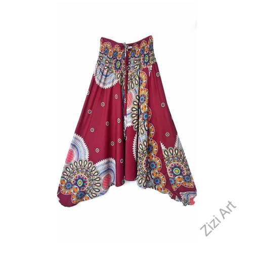 aladdin, nadrág, bordó, mandala, mintás, kényelmes, bő, szellős, viszkóz, egyedi, extravagáns, különleges, bohém, Thaiföld, női, divat, trend