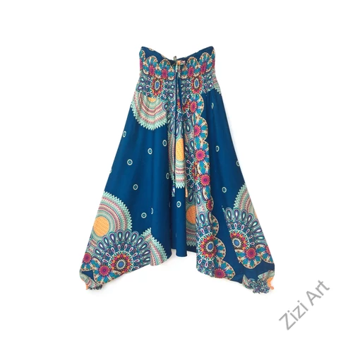 aladdin, nadrág, türkiz, kék, mandala, mintás, kényelmes, bő, szellős, viszkóz, egyedi, extravagáns, különleges, bohém, Thaiföld, női, divat, trend