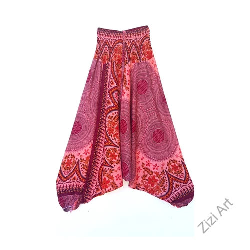 aladdin, nadrág, lazac, bordó, virág, mandala, mintás, kényelmes, bő, szellős, viszkóz, egyedi, extravagáns, különleges, bohém, Thaiföld, női, divat, trend