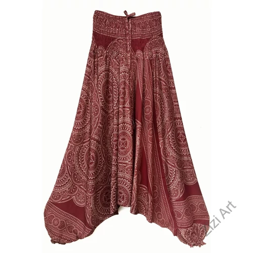aladdin, nadrág, bordó, bézs, mandala, mintás, kényelmes, bő, szellős, viszkóz, egyedi, extravagáns, különleges, bohém, Thaiföld, női, divat, trend