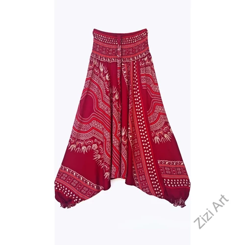aladdin, nadrág, bordó, piros, bézs, mandala, mintás, kényelmes, bő, szellős, viszkóz, bohém, extravagáns, különleges, Thaiföld, női, divat, trend