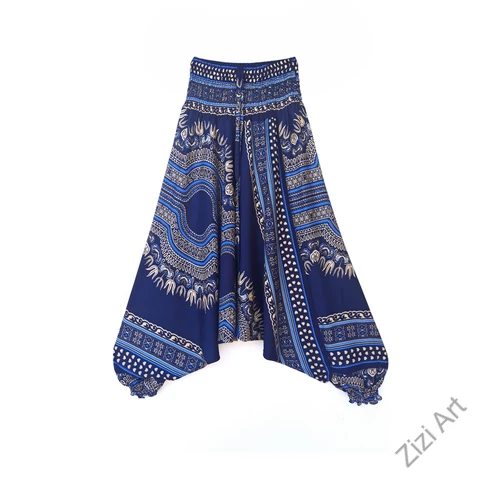 aladdin, nadrág, kék, bézs, mandala, mintás, kényelmes, bő, szellős, viszkóz, bohém, extravagáns, különleges, Thaiföld, női, divat, trend