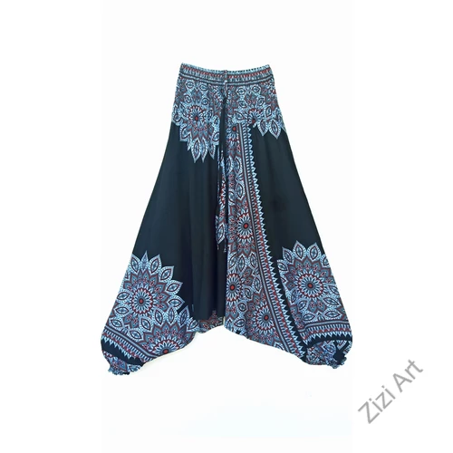aladdin, nadrág, fekete, szürke, piros, virág, mandala, mintás, kényelmes, bő, szellős, viszkóz, bohém, extravagáns, különleges, Thaiföld, női, divat, trend