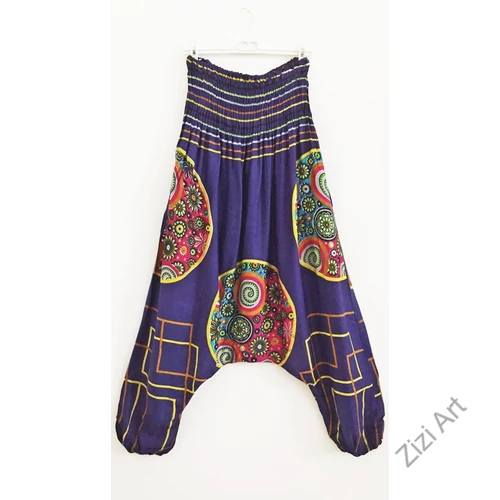 női, piros, kék, lila, nadrág, színes, virág, mandala, trend, kényelmes, bő, szellős, pamut, egyedi, extravagáns, különleges, bohém, India