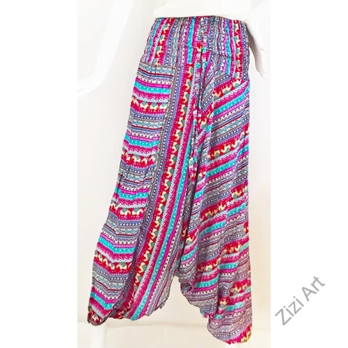 női, divat, nadrág, bordó, fehér, piros, mandala, mintás, trend, kényelmes, bő, szellős, viszkóz, egyedi, extravagáns, különleges, bohém, Thaiföld
