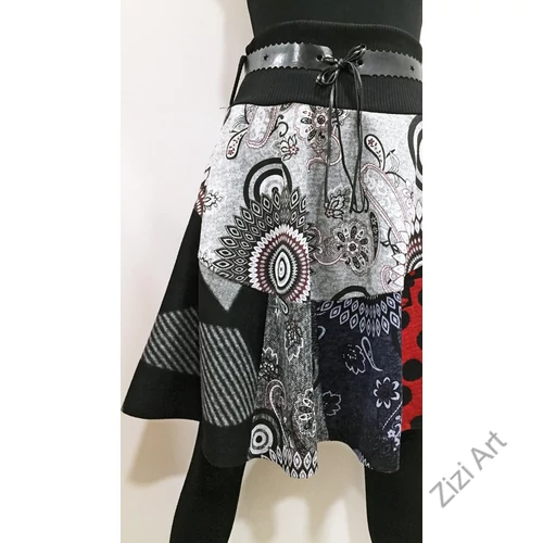 női, vastag, meleg, őszi, téli, térdszoknya, övvel, kék, piros, fekete, szürke, fehér, mandala, pötty, virág, patchwork, mintás, trend, divat, egyedi, bohém, extravagáns, egzotikus 
