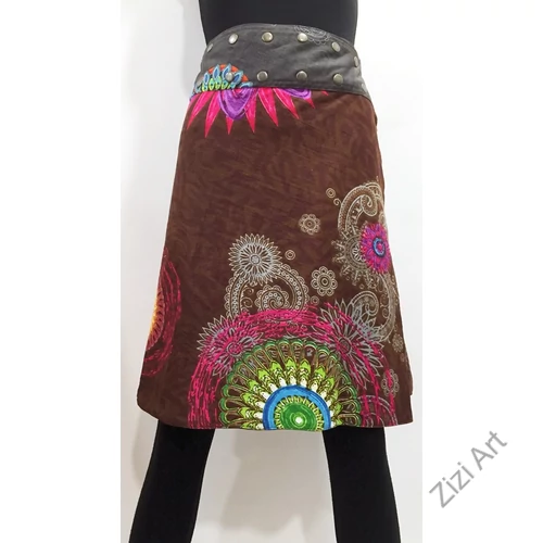 női, térd, kétoldalas, szoknya, vastag, pamut, színes, fekete, piros, kék, zöld, virágos, mandala, női, divat, egyedi, bohém, extravagáns, egzotikus, trend, Nepál