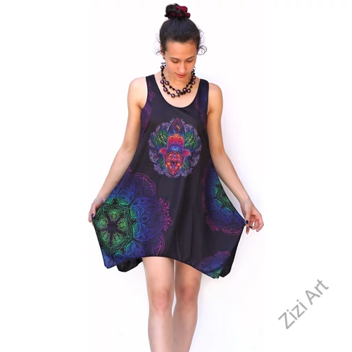 fekete, narancs, kék, lila. piros, színes, mandala, hamsa, mintás, ujjatlan, pamut, felső, női, divat, trend, nyári, sportos, elegáns, bohém, extravagáns