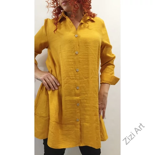 hosszú ujjú. mustár, sárga, galléros, blúz, felső, viszkóz, pamut, színes, alkalmi, elegáns, női, divat, trend