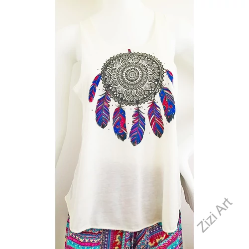 fehér, színes, kék, pink, álomcsapdás, ujjatlan, pamut, felső, női, divat, trend, nyári, sportos, elegáns, bohém, extravagáns